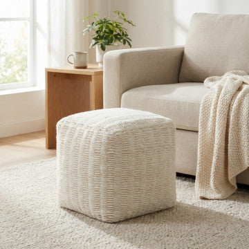 Pouf quadrato 40x40x40 cm in cotone e lana con riempimento