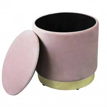 Pouf contenitore rotondo in velluto, diametro 37 cm, altezza 40 cm