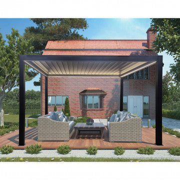 Pergola bioclimatica 4x4 motorizzata con lamelle orientabili e LED