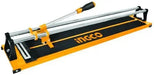 Tagliapiastrelle manuale da 60cm INGCO con base in acciaio resistente e guida in alluminio per tagli precisi su ceramica e porcellanato.
