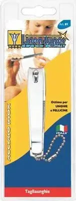 Tagliaunghie Super 8 cm De Luca in acciaio inox con catenella, ideale per unghie e pellicine, confezione blister per manicure.