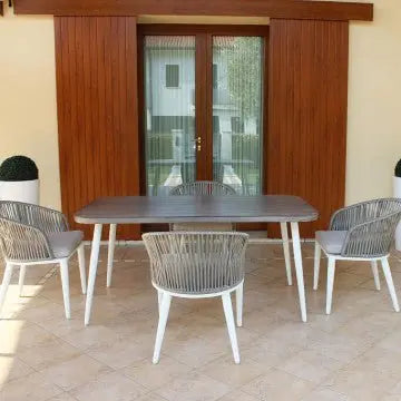 Tavolo Granada - Alluminio Bianco con Piano Grigio 160x90 cm Tavoli da giardino Hobby Shop Solution   