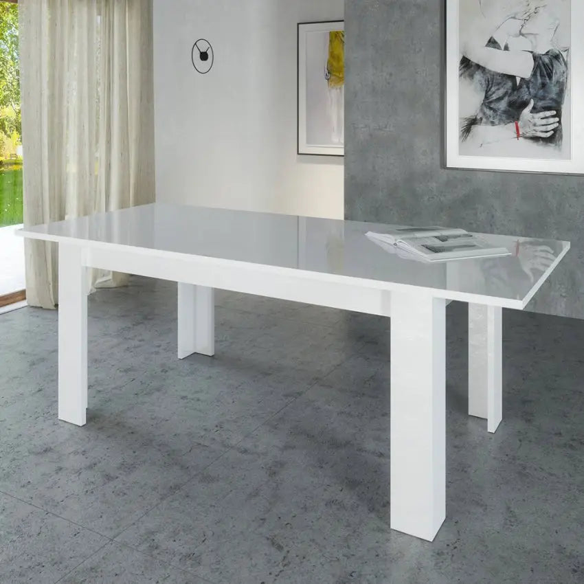 Tavolo Allungabile JESI 160 - Design Moderno Bianco Lucido Tavoli Italy Web forniture   