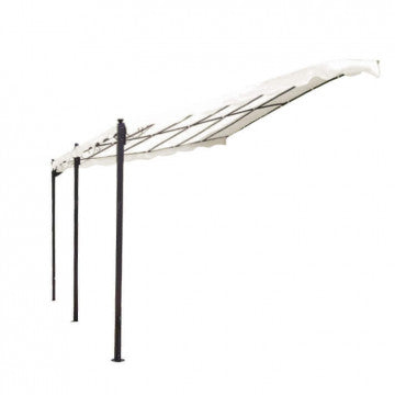 Gazebo pergola addossato 3x4 m telo poliestere 180 gr struttura acciaio