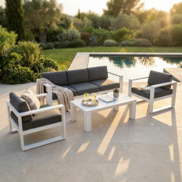 Divano 3 posti alluminio verniciato con cuscini removibili 227x85 cm