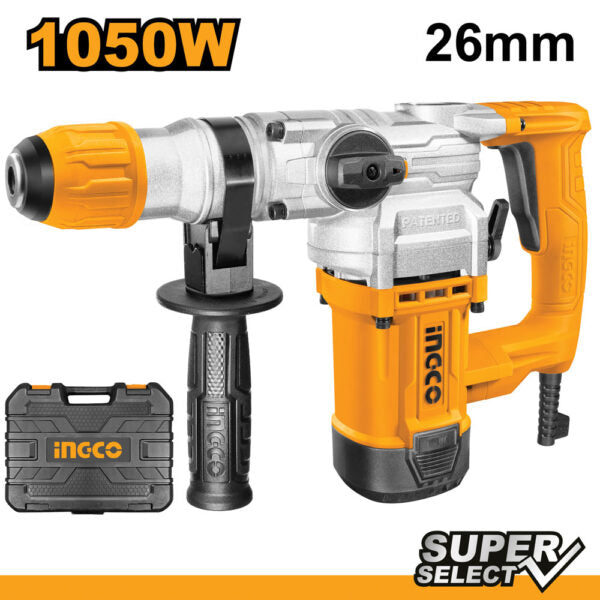 Trapano tassellatore-demolitore 1050W Ingco con Valigetta e Accessori Trapani pneumatici INGCO   