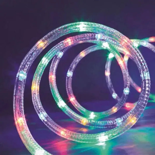 Tubo 360 LED multicolor mt.15+4 per decorazioni natalizie da esterno, con giochi di luce selezionabili e memory controller integrato.