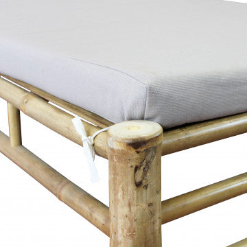 Lettino in bamboo con cuscino, dimensioni 210x80x36 cm, colore marrone