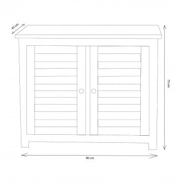 Mobile in legno teak massiccio 90x45x75 h con ante scorrevoli