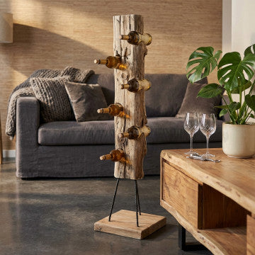 Porta bottiglie in legno di teak, dimensioni 36x35x150 cm