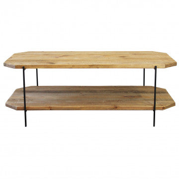 Tavolino in legno di pino riciclato, 120x61x43 cm, colore marrone