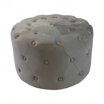 Pouf rotondo in velluto tortora, diametro 67 cm, altezza 41 cm