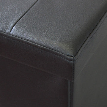 Pouf contenitore rettangolare in ecopelle nero 76x38x38 cm