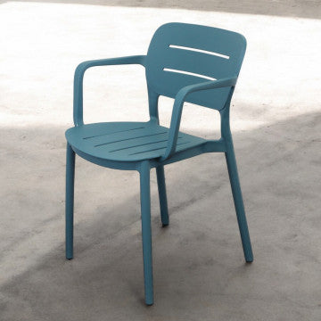 Poltrona impilabile in polipropilene verde petrolio 52,5x53x79 cm