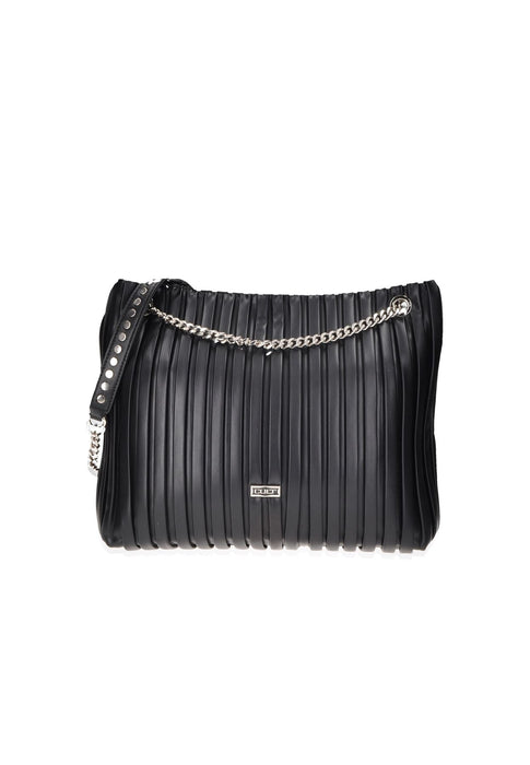 Borsa A Tracolla Patti In Ecopelle Plissettata Con Chiusura Cerniera E Logo Frontale CULT Dimensioni 32x27x14 Cm