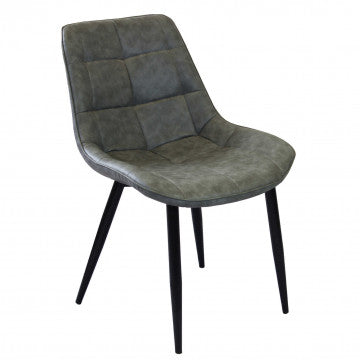 Poltrona struttura metallo seduta schienale ecopelle grigia 59x51x82cm