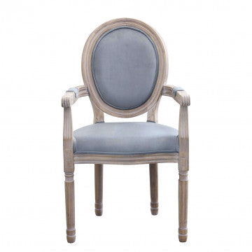 Poltrona in velluto grigio, dimensioni 55x46x96 cm, peso 6,3 kg