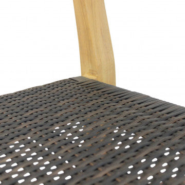 Poltrona impilabile in teak e corda, dimensioni 65x52x80 cm
