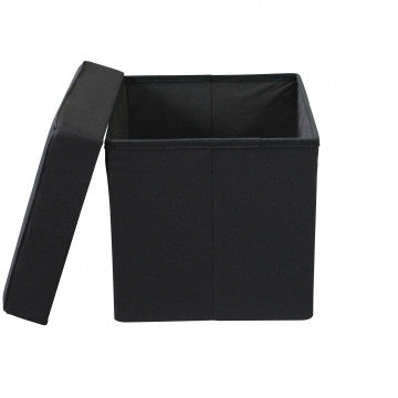 Pouf contenitore quadrato in tessuto nero 38x38x40 cm