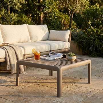 Tavolino salotto polipropilene e vetro 70x70x32 cm colore taupe