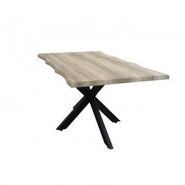 Tavolo piano MDF melaminico nodato 160x90 cm struttura metallo nera