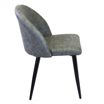 Poltrona struttura metallo seduta schienale ecopelle grigia 50x50x76
