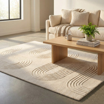 Tappeto in lana e cotone avorio 120x180 cm peso 6,5 kg