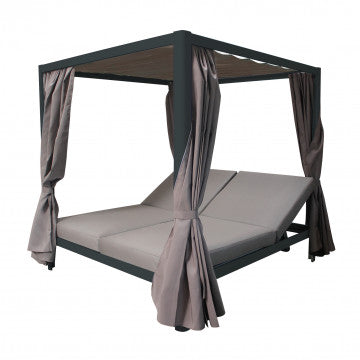 Gazebo letto struttura alluminio tettuccio apribile cuscini imbottiti