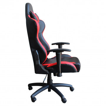 Poltrona gaming in poliuretano rosso e nero, altezza regolabile 121-129 cm