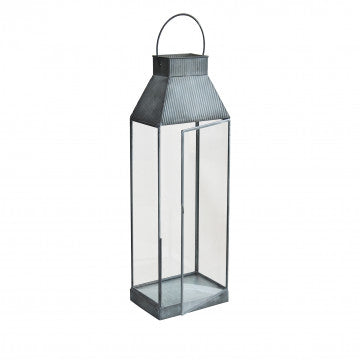 Lanterna Kassy Grande in metallo e vetro grigio 18x12,5x51 cm