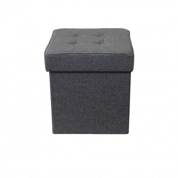 Pouf contenitore quadrato in tessuto grigio scuro 38x38x40 cm