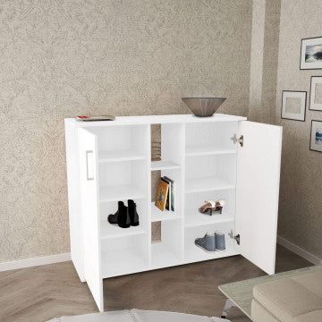 Mobiletto Frank Bianco 2 Ante 3 Mensole 101,5x35x87h cm