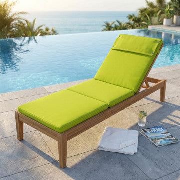 Cuscino lettino poliestere sfoderabile idrorepellente verde 194,5x59 cm