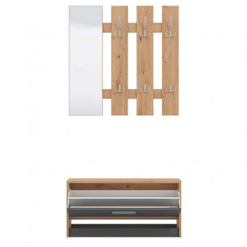 Ingresso in truciolare bilaminato rovere artigiano e grigio grafite 91,6x28,1x202cm