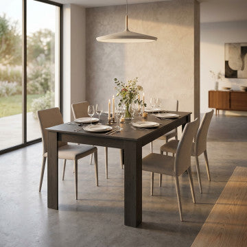 Tavolo allungabile melamina antracite 140/190 x 90 cm, altezza 78 cm