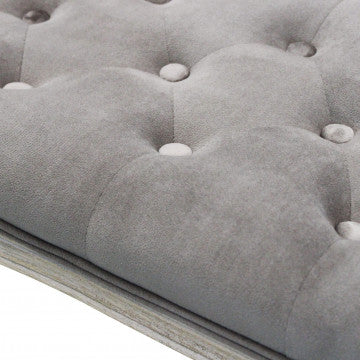 Panca in legno con rivestimento velluto, dimensioni 110x36x47 cm