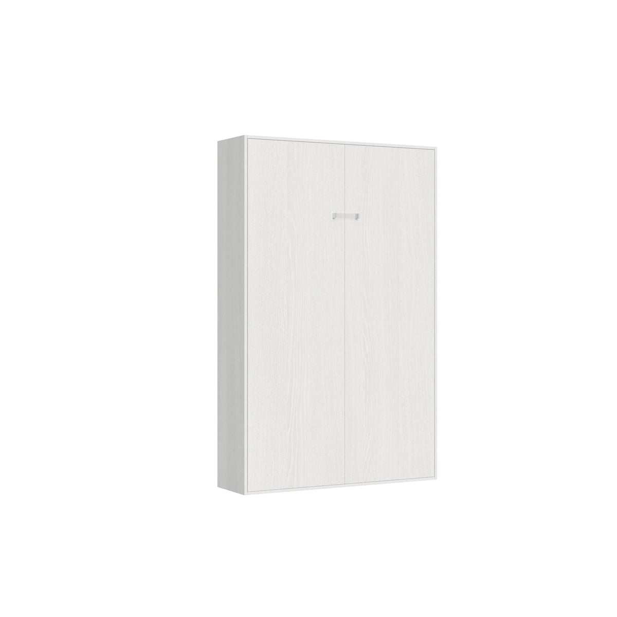 Letto una piazza e mezza a scomparsa 120 verticale Kentaro bianco chiuso, salvaspazio per ambienti moderni. Design compatto profondo solo 39,2 cm.