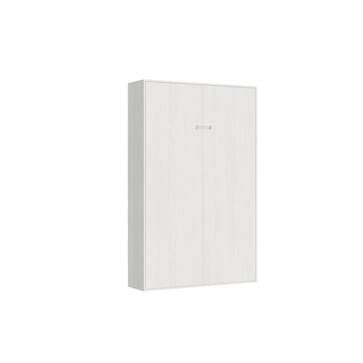 Letto una piazza e mezza a scomparsa 120 verticale Kentaro bianco chiuso, salvaspazio per ambienti moderni. Design compatto profondo solo 39,2 cm.