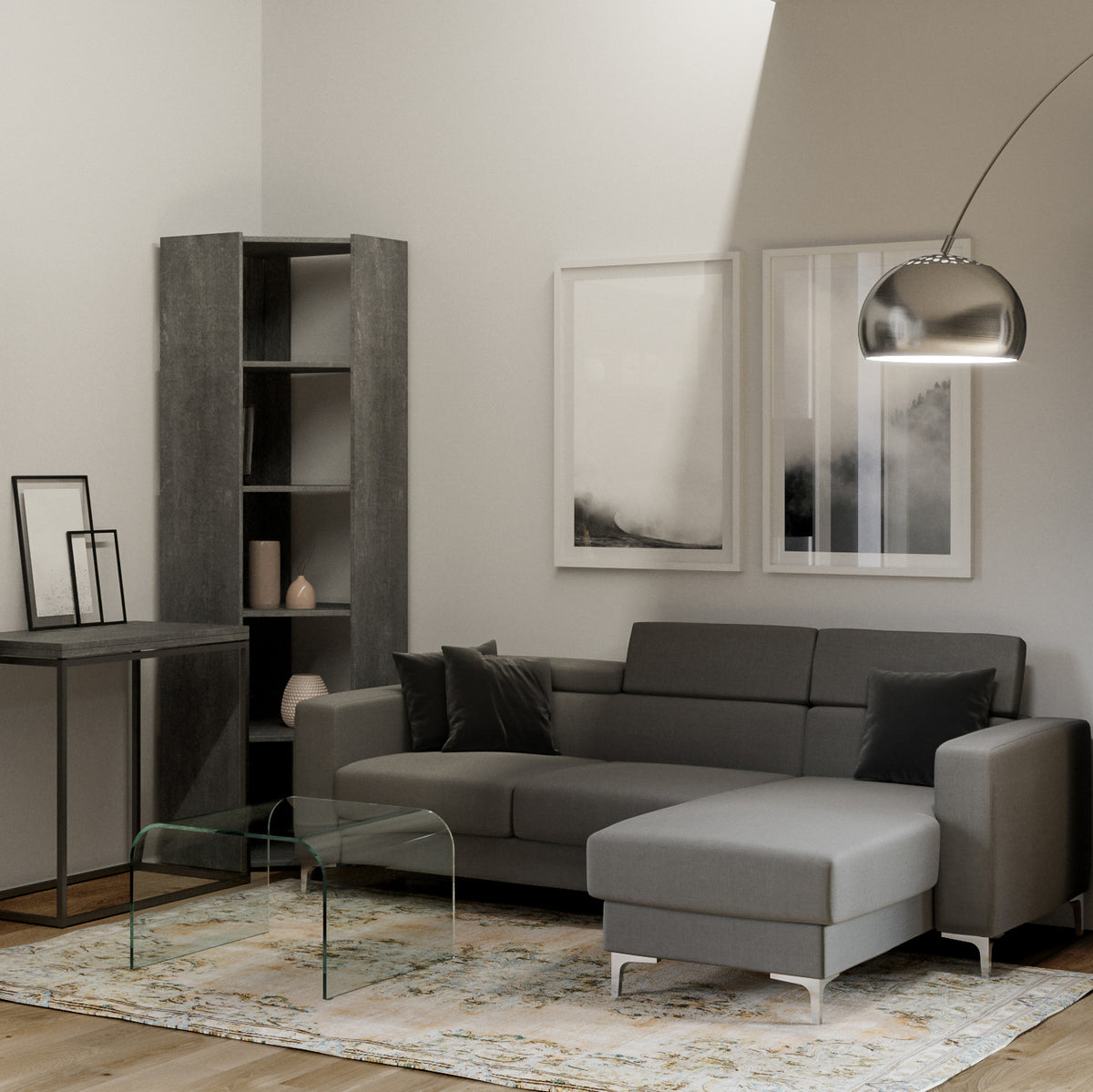 Librerie Angolari Kato A e B: Soluzioni Spaziali 60.3x204x60.3 cm Librerie made in italy Hobby Shop Solution Libreria A Cemento 