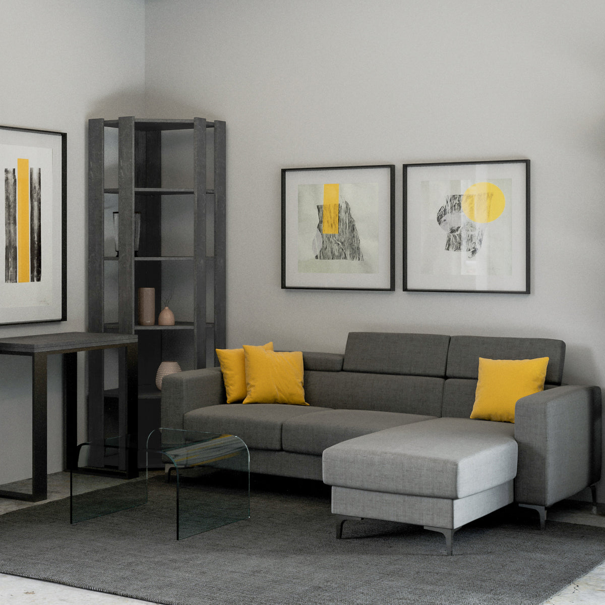 Librerie Angolari Kato A e B: Soluzioni Spaziali 60.3x204x60.3 cm Librerie made in italy Hobby Shop Solution Libreria B Cemento 