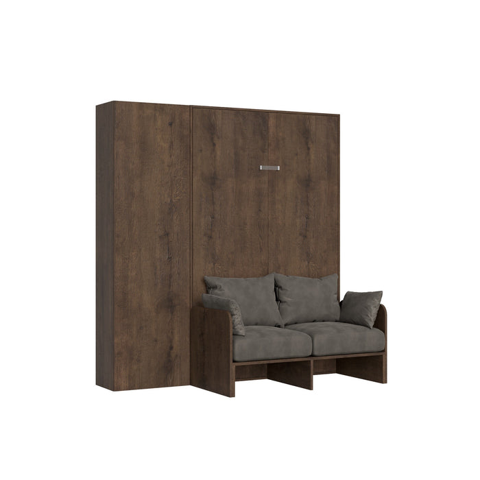 Letto Kentaro Sofà 120 verticale legno scuro con armadio laterale coordinato, perfetto per ambienti eleganti e funzionali.