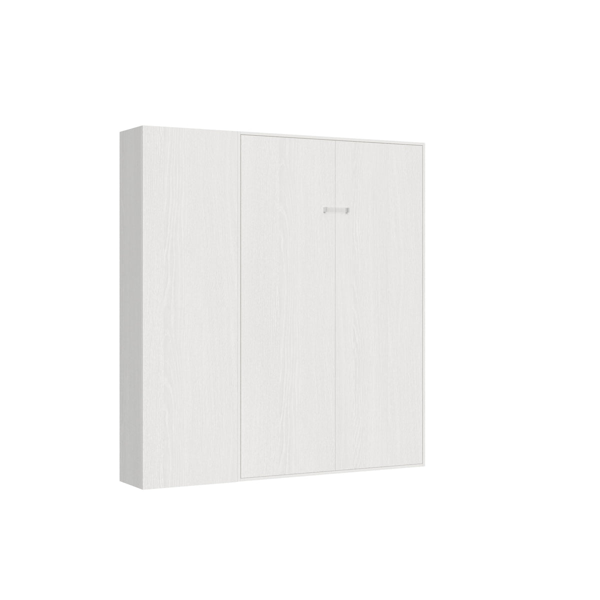 Letto Kentaro bianco con colonna laterale chiuso, soluzione salvaspazio con armadio integrato. Ottimizza ogni centimetro della stanza.