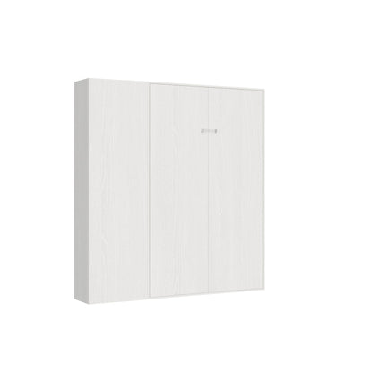 Letto Kentaro bianco con colonna laterale chiuso, soluzione salvaspazio con armadio integrato. Ottimizza ogni centimetro della stanza.