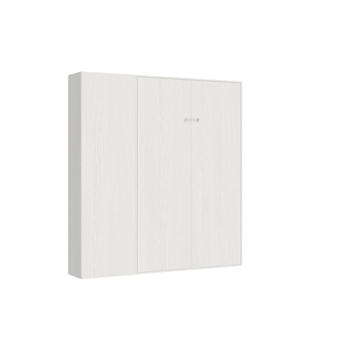 Letto Kentaro bianco con colonna laterale chiuso, soluzione salvaspazio con armadio integrato. Ottimizza ogni centimetro della stanza.