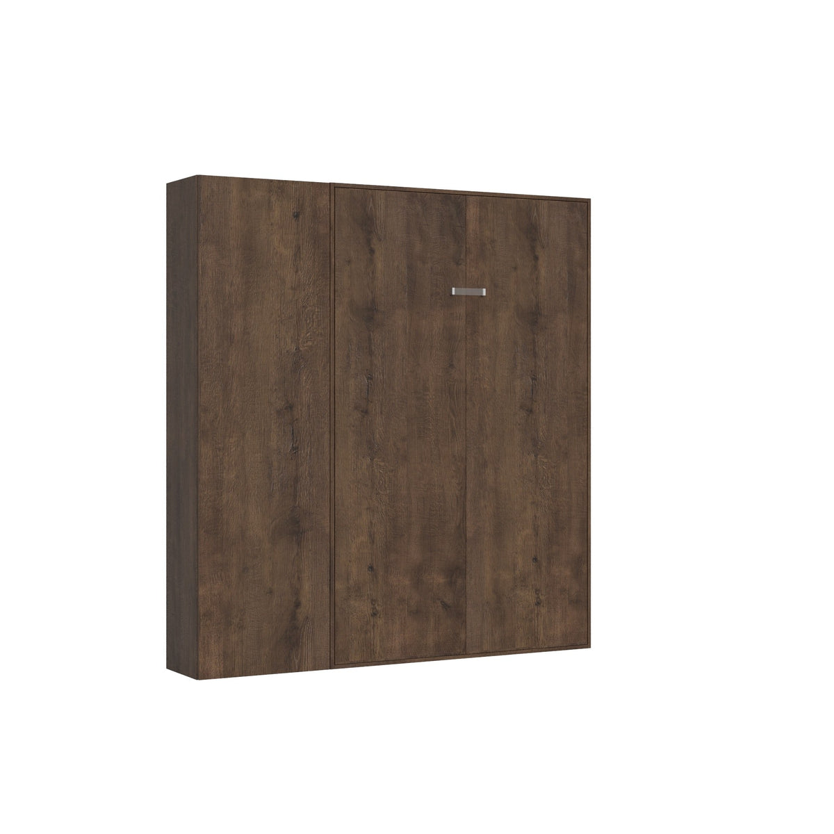 Letto Kentaro legno scuro con colonna laterale chiuso, design elegante e funzionale. Ottimo per arredare ambienti piccoli con stile.
