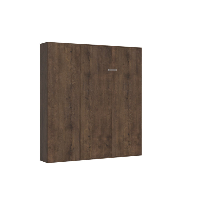 Letto Kentaro legno scuro con colonna laterale chiuso, design elegante e funzionale. Ottimo per arredare ambienti piccoli con stile.