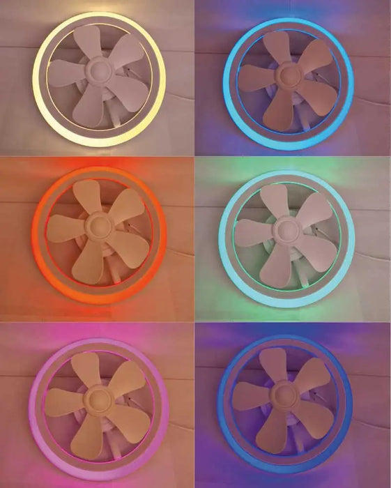 Ventilatore Soffitto 40 cm LED RGB 2700 lm 6 Velocità Telecomando