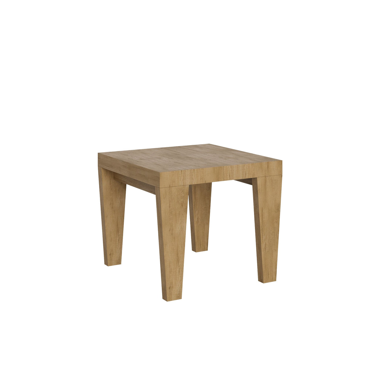 Tavolo allungabile Spimbo in finitura rovere naturale, compatto e versatile. Si adatta a cucine e soggiorni in stile nordico.