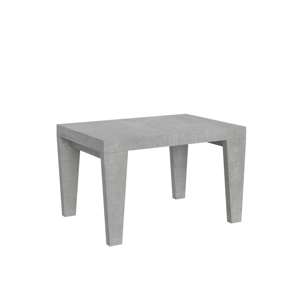 Tavolo allungabile Spimbo in cemento chiaro, versione media. Design moderno e struttura robusta per ogni esigenza.