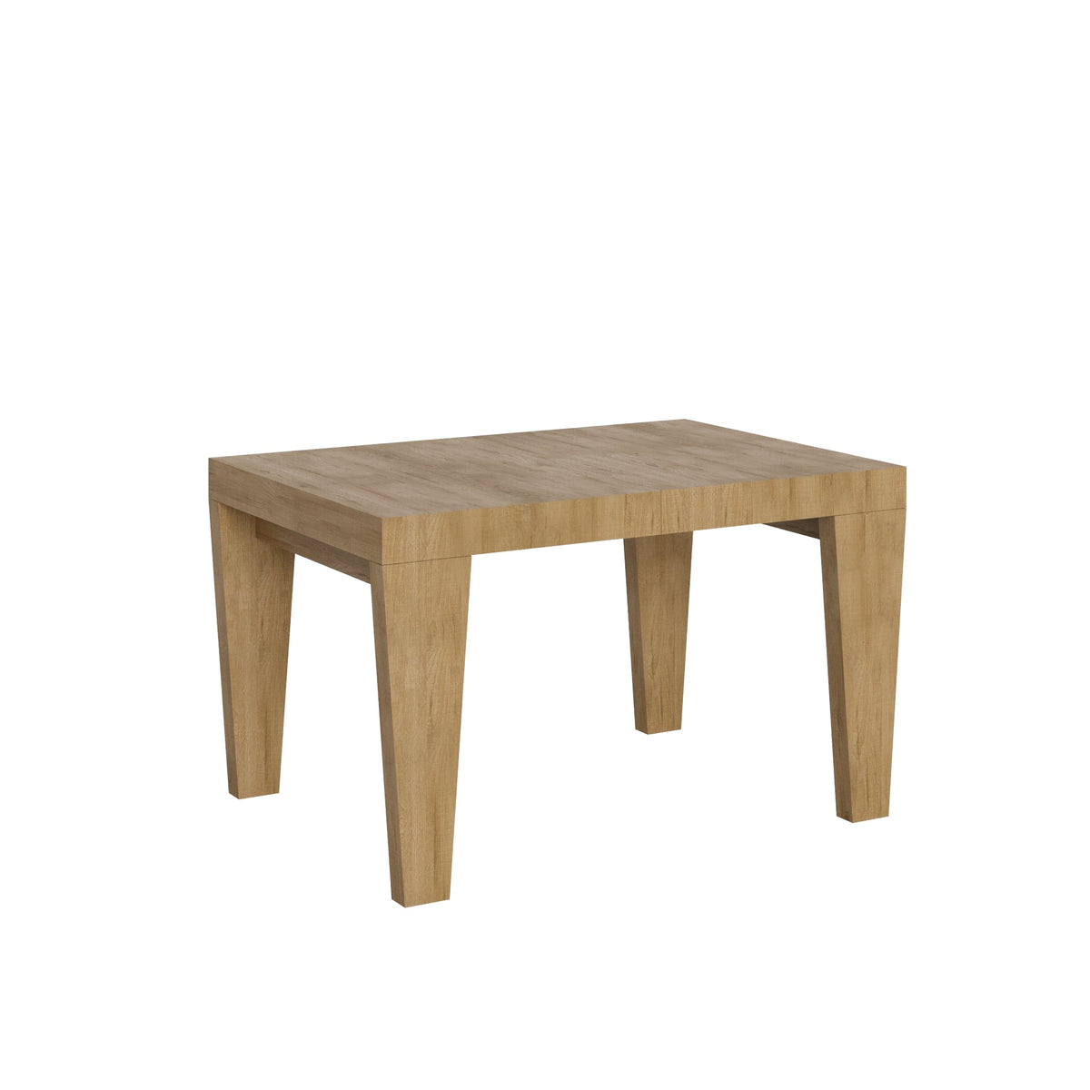 Tavolo allungabile Spimbo in rovere naturale, versione media. Design semplice e funzionale per ogni tipo di arredo.